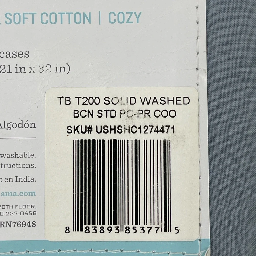 Tommy Bahama Set of 2 Standard Size‎ Pillowcases Teal Blue Washed Cotton NIP